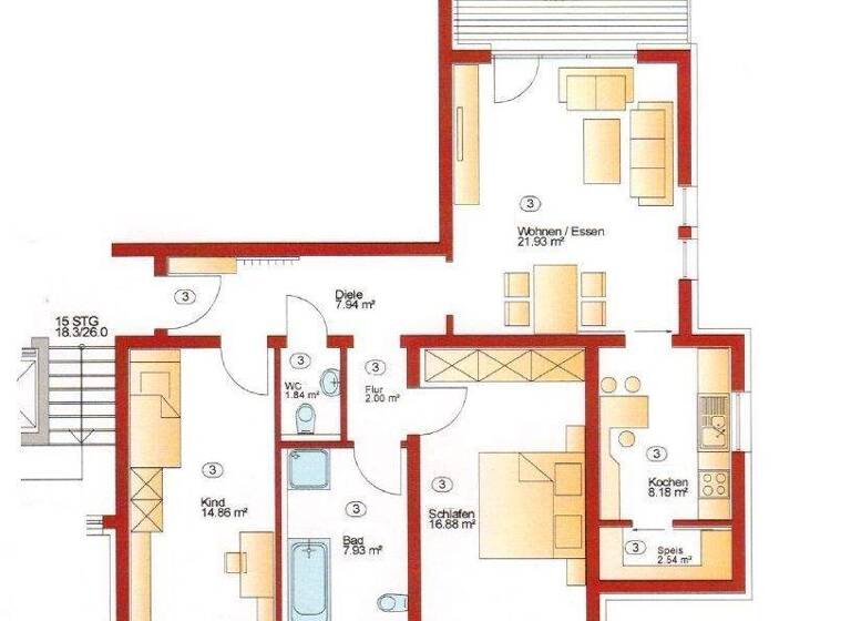 Wohnung zum Kauf 349.900 € 3,5 Zimmer 86,6 m² 1. Geschoss Hüttlingen 73460
