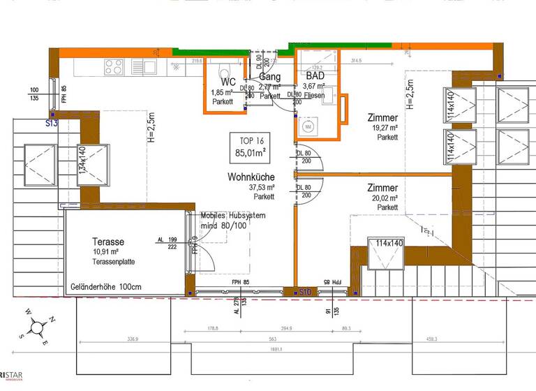 Wohnung zum Kauf - Erstbezug 549.000 € 3 Zimmer 85,2 m² 3. Geschoss Wien 1220