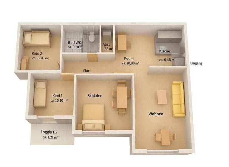 Wohnung zum Kauf 350.000 € 4 Zimmer 109,5 m² 1. Geschoss AM Europakanal 40 Büchenbach Erlangen 91056