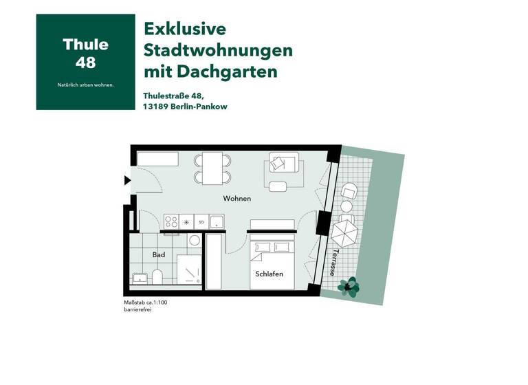 Wohnung zum Kauf - Erstbezug provisionsfrei 379.500 € 2 Zimmer 46,5 m² EG Thulestraße  / Ecke Neumannstraße 48 Pankow Berlin 13189