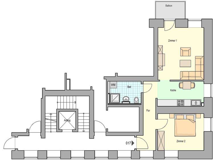 Wohnung zur Miete 340 € 2 Zimmer 56 m² 1. Geschoss frei ab sofort Dresdener Str. 6 Oschatz 04758