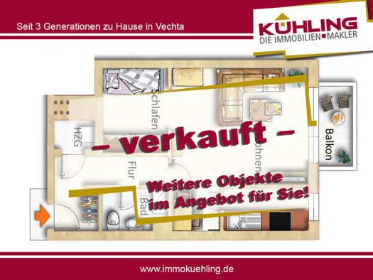 Wohnung zum Kauf 89.000 € 1,5 Zimmer 49 m² Vechta Vechta 49377