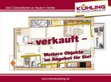Wohnung zum Kauf 89.000 € 1,5 Zimmer 49 m² Vechta Vechta 49377