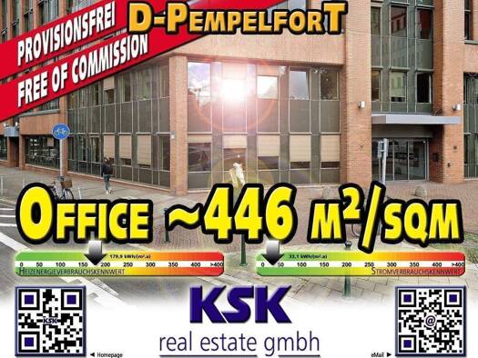 Bürofläche zur Miete provisionsfrei 19,50 € 446,2 m² Bürofläche teilbar von 446,2 m² bis 661,3 m² Pempelfort Düsseldorf 40211
