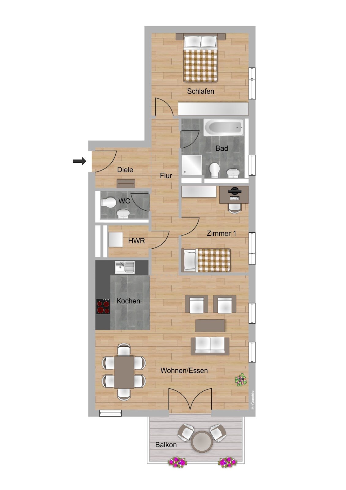 Wohnung zur Miete 1.638 € 3 Zimmer 97,5 m²<br/>Wohnfläche 2.<br/>Geschoss Lange Seegewann 9 Delkenheim - Süd Wiesbaden 65205