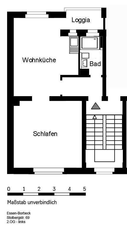 Wohnung zur Miete 385 € 1 Zimmer 46 m²<br/>Wohnfläche 2.<br/>Geschoss 01.02.2025<br/>Verfügbarkeit Stolbergstr. 69 Bergborbeck Essen 45355