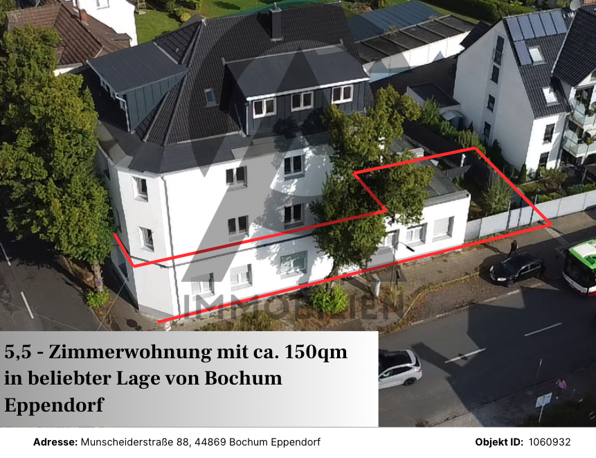 Wohnung zur Miete 1.650 € 5,5 Zimmer 150 m²<br/>Wohnfläche EG<br/>Geschoss ab sofort<br/>Verfügbarkeit Munscheiderstraße 88 Eppendorf Bochum 44869