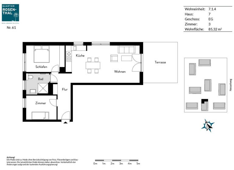 Wohnung zur Miete 1.344 € 3 Zimmer 86,7 m² Steinkleeweg 3 Rosenthal Berlin 13158