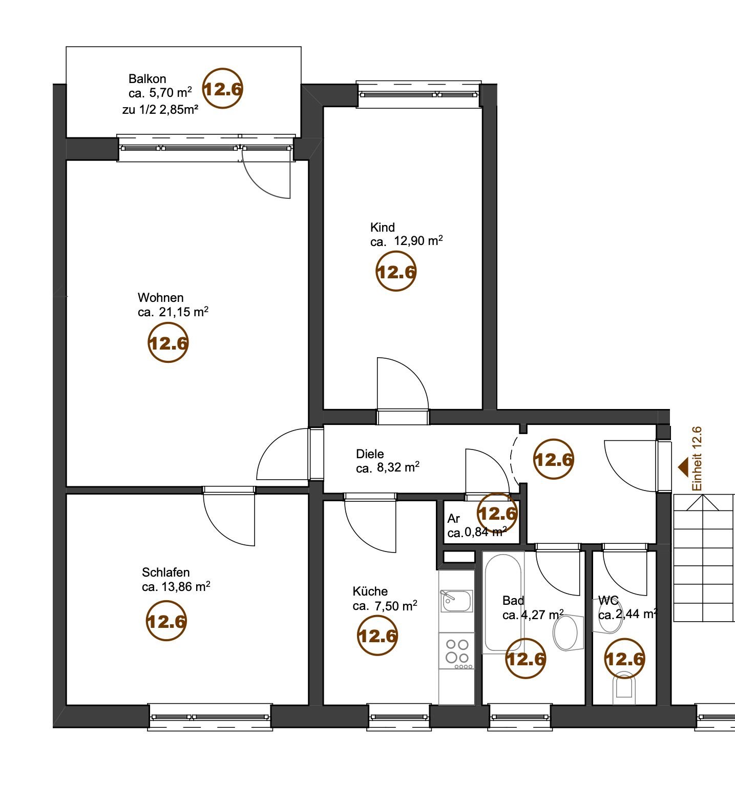 Wohnung zur Miete 660 € 3 Zimmer 74,1 m²<br/>Wohnfläche 2.<br/>Geschoss ab sofort<br/>Verfügbarkeit Creußen Creußen 95473