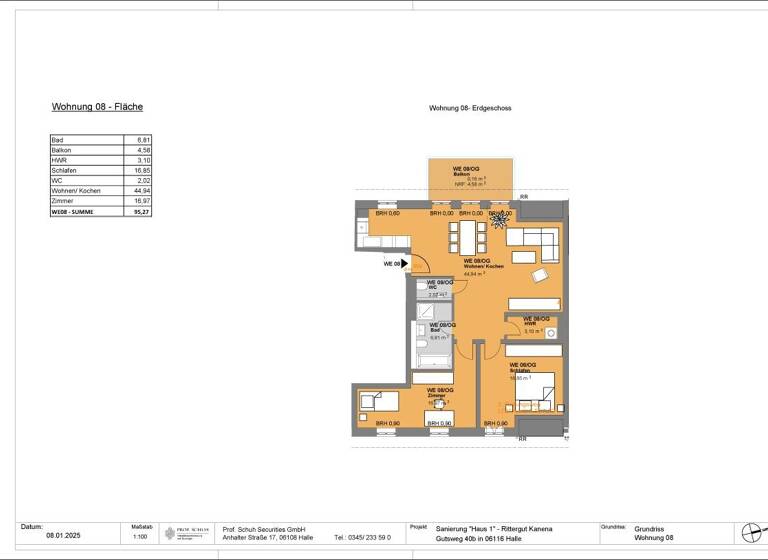 Wohnung zur Miete 1.334 € 3 Zimmer 95,3 m² frei ab 01.04.2026 Gutsweg 40b Kanena-Bruckdorf Halle (Saale) 06116