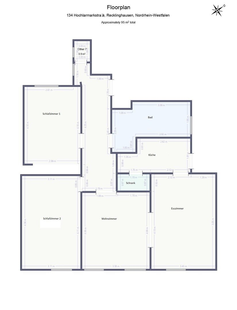 Wohnung zur Miete 700 € 3 Zimmer 87 m²<br/>Wohnfläche 2.<br/>Geschoss Hochlarmarkstraße 134 Hochlarmark Recklinghausen 45661