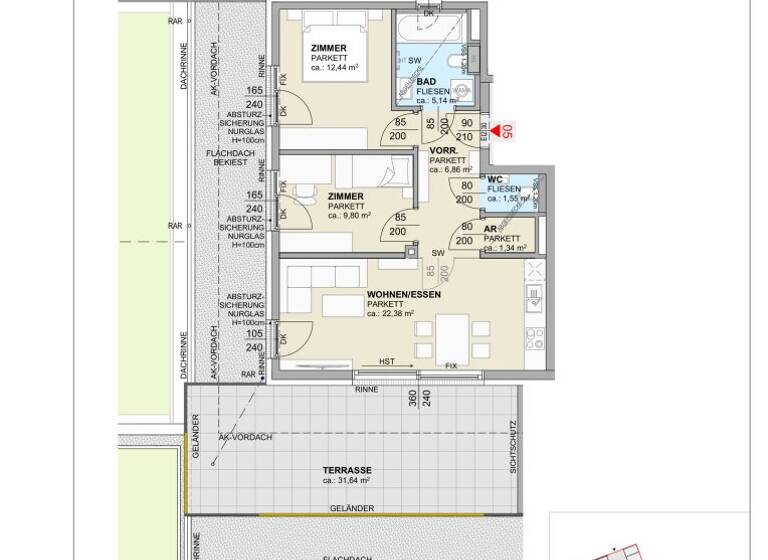 Wohnung zum Kauf 535.000 € 3 Zimmer 59,5 m² 1. Geschoss Kinkstraße St. Martin Klagenfurt am Wörthersee 9020