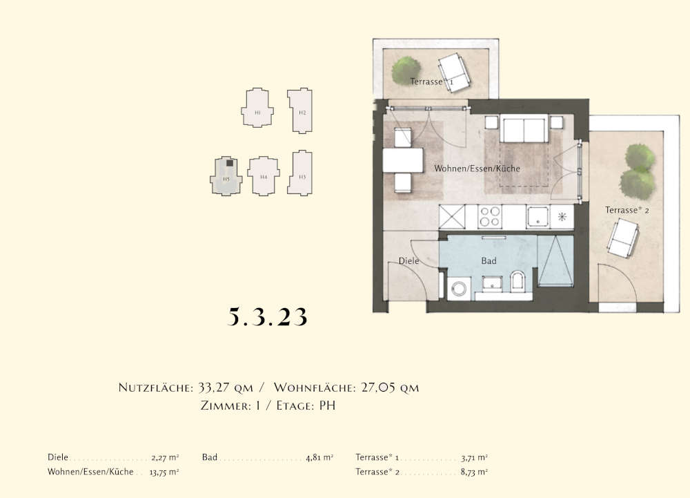 Wohnung zum Kauf 225.000 € 1 Zimmer 27,1 m²<br/>Wohnfläche 3.<br/>Geschoss Bornstedt Potsdam 14469