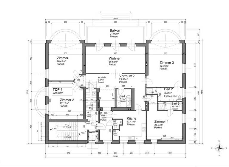 Wohnung zur Miete - Erstbezug 4.587 € 5 Zimmer 230 m² 3. Geschoss frei ab 01.03.2026 Wien 1190