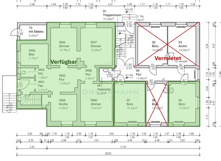 Bürofläche zur Miete 5,50 € 164 m² Bürofläche teilbar ab 13 m² Herweghstraße 50 Stadtmitte Rostock 18055