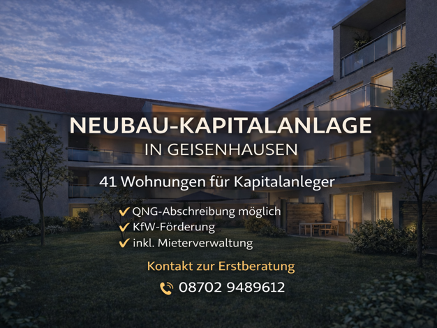Wohnung zum Kauf - Erstbezug provisionsfrei 261.500 € 2 Zimmer 49,5 m² EG frei ab 01.12.2027 Geisenhausen 84144