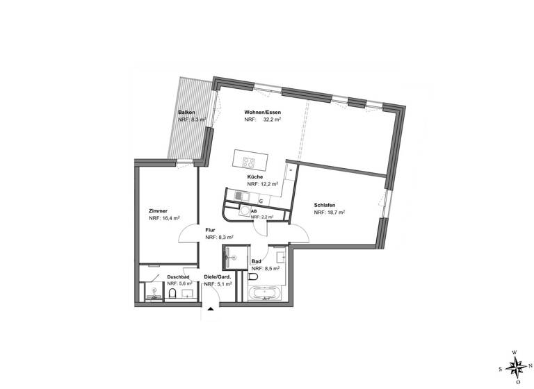 Wohnung zum Kauf - Erstbezug provisionsfrei 813.000 € 3 Zimmer 113,4 m² 2. Geschoss Niederdorla Hamburg 22339