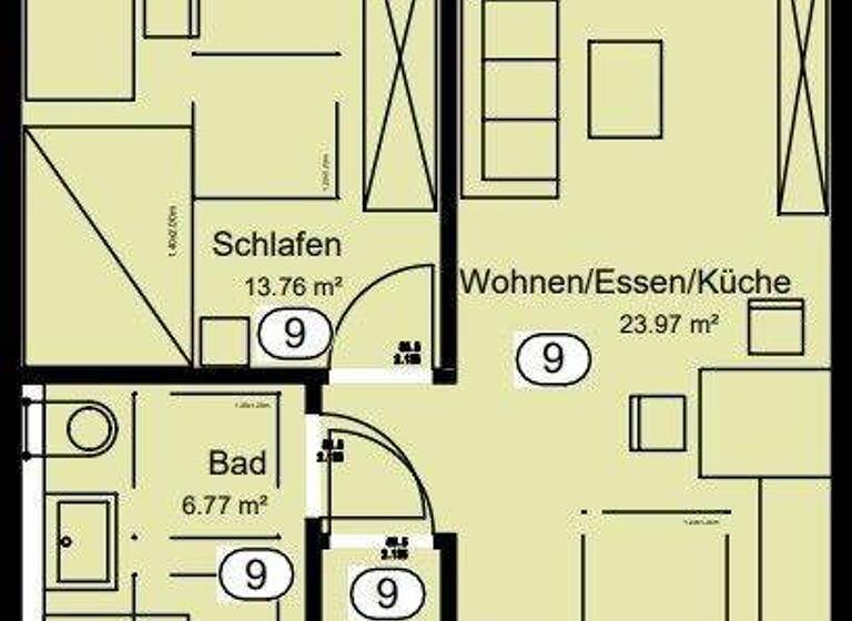 Wohnung zur Miete - Erstbezug 508 € 2 Zimmer 46,2 m² 1. Geschoss Recke 49509