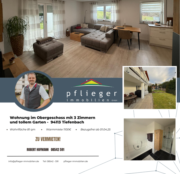 Wohnung zur Miete 940 € 3 Zimmer 81 m² Tiefenbach Tiefenbach 94113