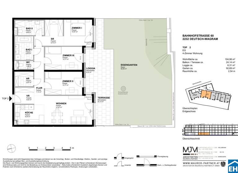 Wohnung zum Kauf - Erstbezug 549.800 € 4 Zimmer 105 m² EG Bahnhofstraße Deutsch-Wagram 2232