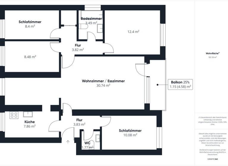 Wohnung zum Kauf 114.990 € 5 Zimmer 93 m²<br/>Wohnfläche 2.<br/>Geschoss Wettinerallee 36 Innenstadt Minden 32425