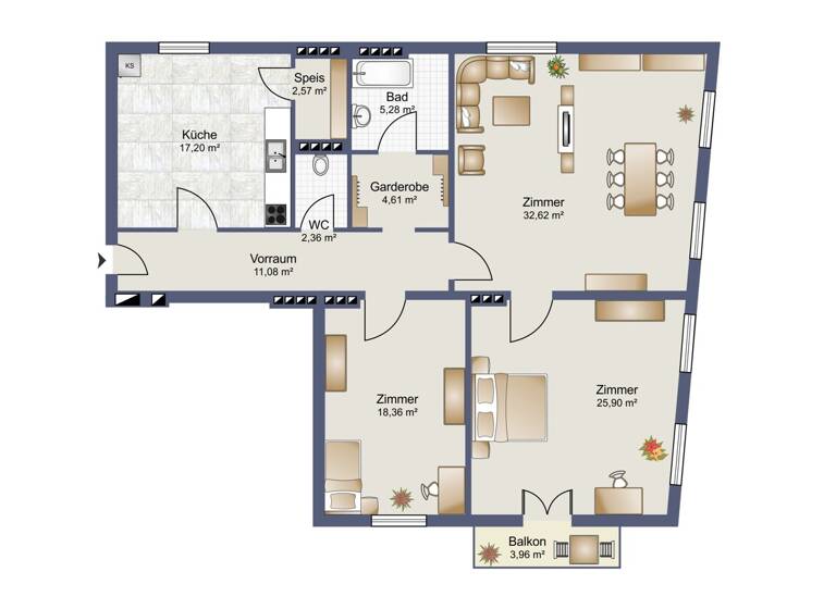 Wohnung zum Kauf 279.800 € 4 Zimmer 115 m² Völkermarkt.Vorst. Klagenfurt 9020