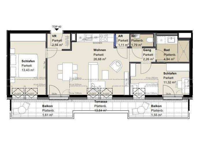 Wohnung zur Miete - Erstbezug 1.173 € 3 Zimmer 64 m² 1. Geschoss frei ab 01.05.2026 Wien 1110