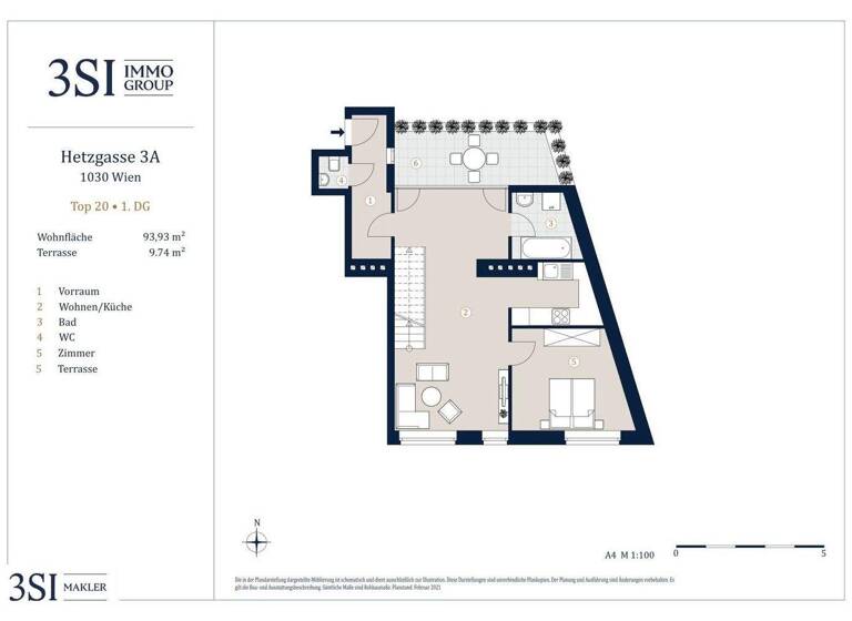 Wohnung zum Kauf 750.000 € 4 Zimmer 93,9 m² 4. Geschoss Hetzgasse 3A Wien 1030