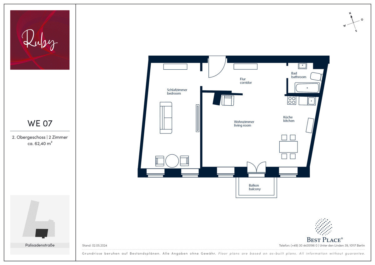 Wohnung zum Kauf provisionsfrei 390.000 € 2 Zimmer 62,4 m²<br/>Wohnfläche 2.<br/>Geschoss ab sofort<br/>Verfügbarkeit Palisadenstraße 58 Friedrichshain Berlin 10243