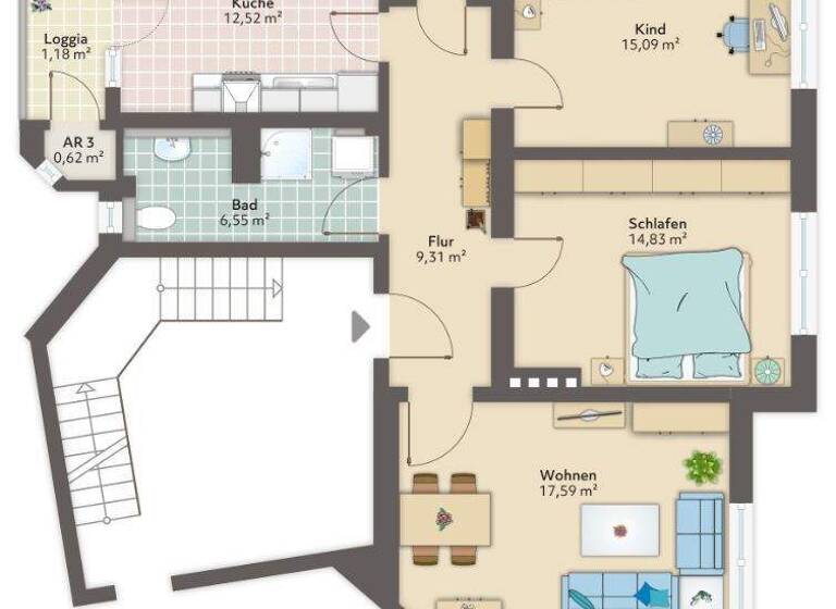 Wohnung zur Miete 590 € 3 Zimmer 80,6 m² 1. Geschoss frei ab 01.05.2026 Fritz-Reuter-Straße 42 Lehe Bremerhaven 27568