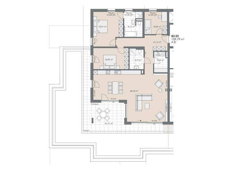 Terrassenwohnung zum Kauf - Erstbezug provisionsfrei 4 Zimmer 139,8 m² 3. Geschoss Dorfstraße 73 Aschau, Zillertal 6274