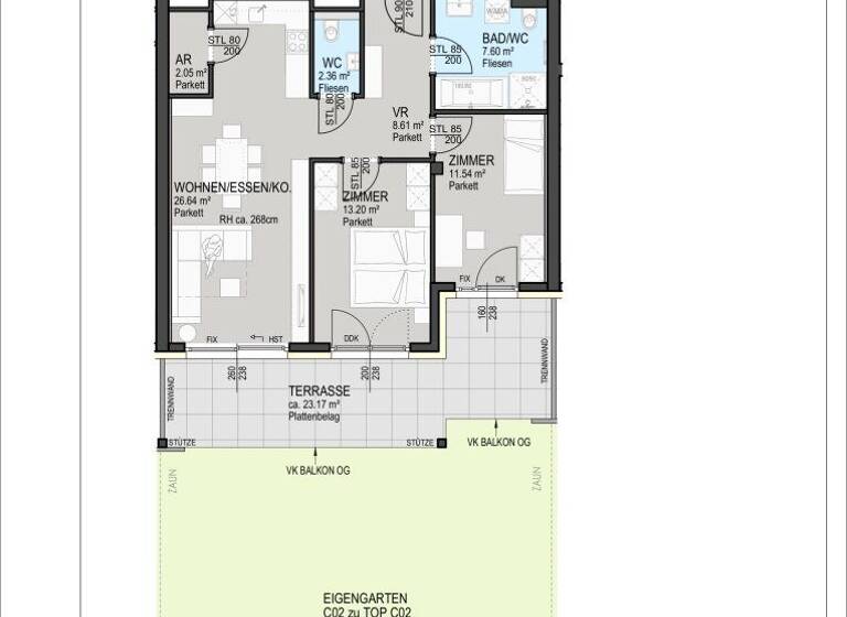 Wohnung zum Kauf - Erstbezug 525.000 € 3 Zimmer 71,9 m² EG Peter-Pirkham-Weg St. Martin Klagenfurt am Wörthersee 9020