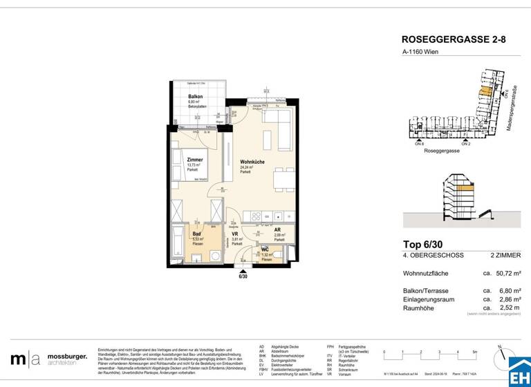 Wohnung zum Kauf - Erstbezug 330.000 € 2 Zimmer 50,7 m² 4. Geschoss Roseggergasse Wien 1160