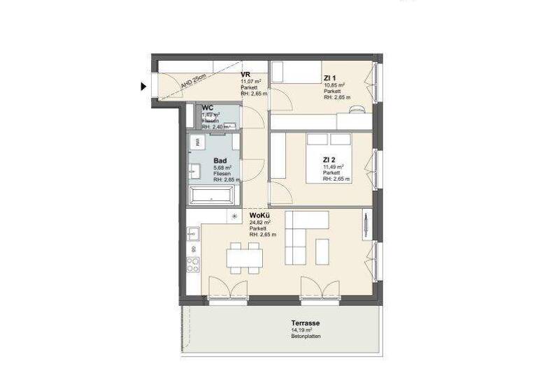 Wohnung zum Kauf - Erstbezug 397.200 € 3 Zimmer 65,4 m² 1. Geschoss Kremstalstraße 75d Krems an der Donau 3500