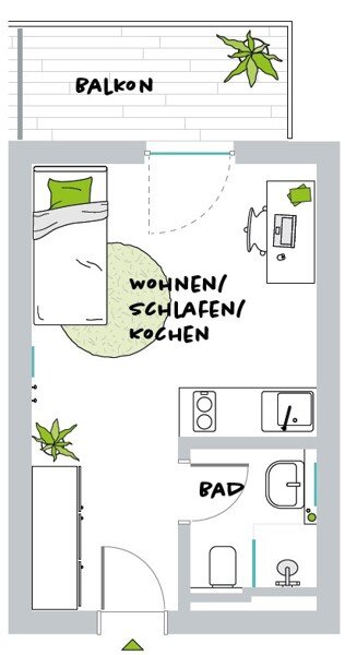 Wohnung zur Miete 599 € 1 Zimmer 22,2 m²<br/>Wohnfläche 2.<br/>Geschoss 01.12.2024<br/>Verfügbarkeit Heinrichstraße 85 Mörsenbroich Düsseldorf-Düsseltal 40239