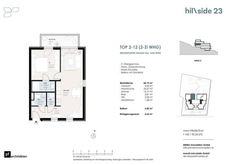 Wohnung zum Kauf - Erstbezug 398.000 € 2 Zimmer 54,2 m² 3. Geschoss Wien 1230