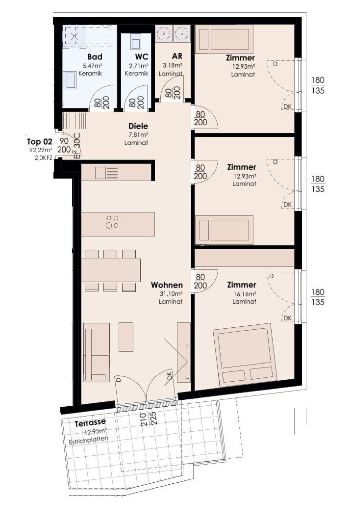 Wohnung zum Kauf 507.618 € 4 Zimmer 92,3 m²<br/>Wohnfläche Trins 6152