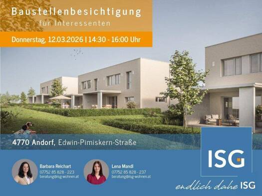 Reihenmittelhaus zur Miete - Erstbezug 1.131 € 4 Zimmer 113 m² 390 m² Grundstück Edwin-Pimiskern-Straße 21 - 39 Andorf 4770