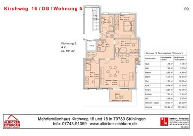 Wohnung zum Kauf provisionsfrei 434.300 € 4 Zimmer 101 m² 3. Geschoss Kirchweg 16 Stühlingen Stühlingen 79780