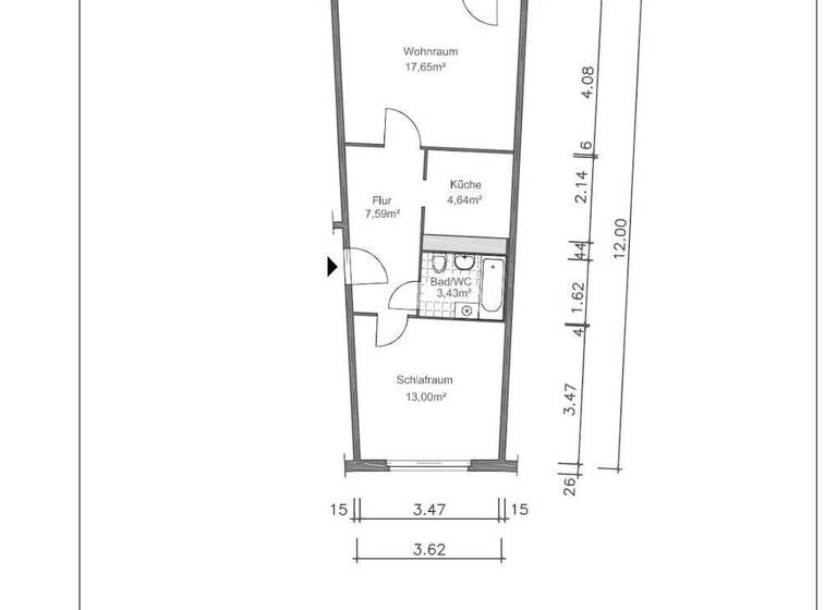 Wohnung zur Miete 275 € 2 Zimmer 47,4 m² EG frei ab 01.04.2026 Jenaer Straße 53 Lusan Gera 07549