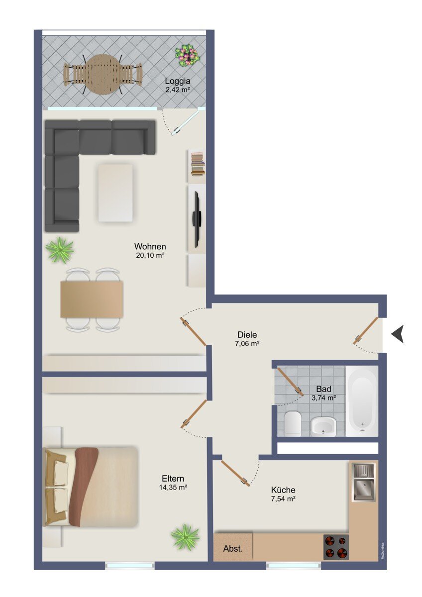 Wohnung zum Kauf 258.800 € 2 Zimmer 56 m²<br/>Wohnfläche 4.<br/>Geschoss ab sofort<br/>Verfügbarkeit Neuehrenfeld Köln 50825