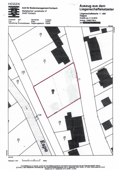 Grundstück zum Kauf provisionsfrei als Kapitalanlage geeignet 133.250 € 533 m² Grundstück Bergstraße 9 Simmershausen Fuldatal 34233