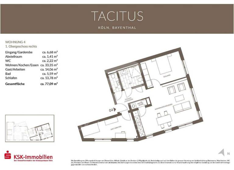 Wohnung zum Kauf - Erstbezug 629.000 € 3 Zimmer 77 m² 1. Geschoss Bayenthal Köln 50968