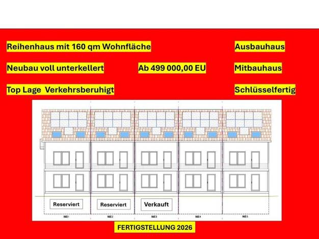 Reihenmittelhaus zum Kauf - Erstbezug provisionsfrei 499.000 € 7 Zimmer 160 m² 159 m² Grundstück Rothenbergen Gründau 63584