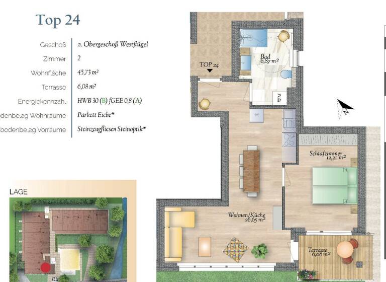 Wohnung zur Miete 640 € 2 Zimmer 45,7 m² 2. Geschoss Pitten 2823
