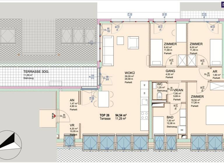 WG-Zimmer zum Kauf - Erstbezug 519.000 € 4 Zimmer 94,5 m² 3. Geschoss Platzergasse Wien 1210