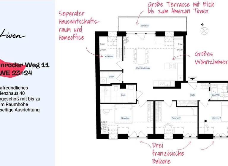 Penthouse zum Kauf - Erstbezug 1.145.000 € 5 Zimmer 105,8 m² Geschoss 5/5 frei ab 30.06.2027 Hüttenroder Weg 11 Neukölln Berlin 12059