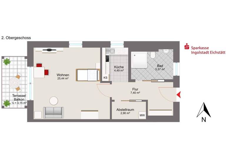 Studio zum Kauf 289.500 € 1 Zimmer 49,1 m² 2. Geschoss frei ab sofort Wettstetten 85139