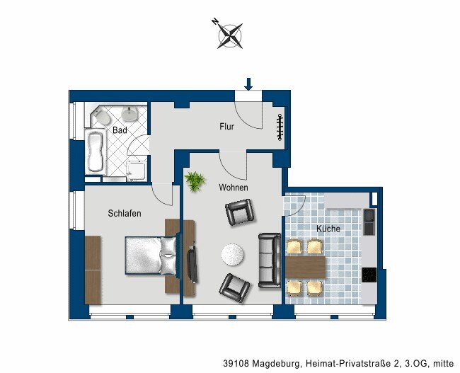 Wohnung zur Miete 387 € 2 Zimmer 70,4 m²<br/>Wohnfläche 3.<br/>Geschoss 11.12.2024<br/>Verfügbarkeit Heimat-Privatstr. 2 Olvenstedter Platz Magdeburg 39108