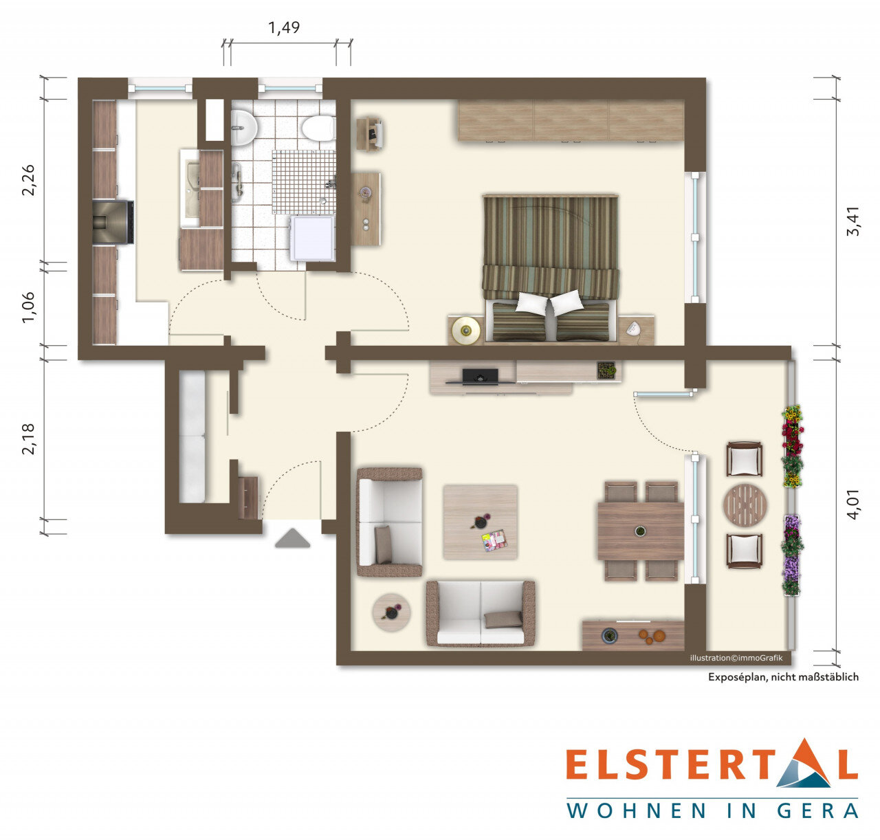 Wohnung zur Miete 511 € 2 Zimmer 50 m²<br/>Wohnfläche 9.<br/>Geschoss 01.12.2024<br/>Verfügbarkeit Johannes-R.-Becher-Str. 4 Bieblach 2 Gera 07546